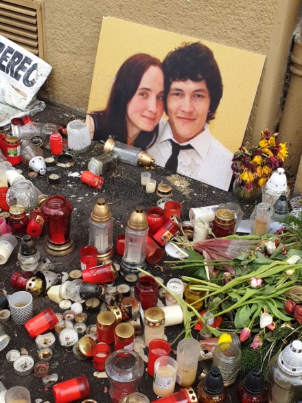 A memorial point for Kuciak and Kušnírová in Bratislava