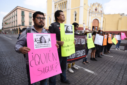 Journalists demonstrating in Xalapa